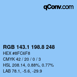 Color code: RGB 143.1 198.8 248 | qconv.com
