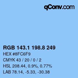 カラーコード: RGB 143.1 198.8 249 | qconv.com