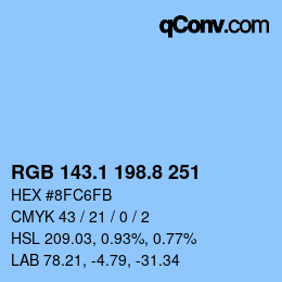 カラーコード: RGB 143.1 198.8 251 | qconv.com
