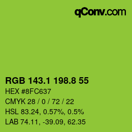 カラーコード: RGB 143.1 198.8 55 | qconv.com
