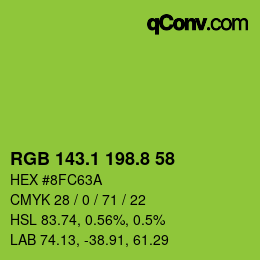 カラーコード: RGB 143.1 198.8 58 | qconv.com
