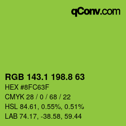 カラーコード: RGB 143.1 198.8 63 | qconv.com