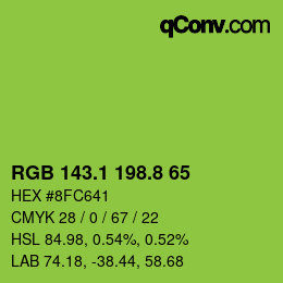 カラーコード: RGB 143.1 198.8 65 | qconv.com