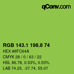カラーコード: RGB 143.1 198.8 74 | qconv.com
