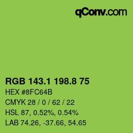 カラーコード: RGB 143.1 198.8 75 | qconv.com
