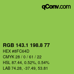 カラーコード: RGB 143.1 198.8 77 | qconv.com