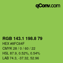 カラーコード: RGB 143.1 198.8 79 | qconv.com