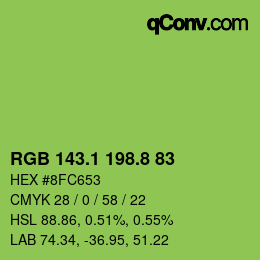カラーコード: RGB 143.1 198.8 83 | qconv.com