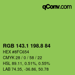 カラーコード: RGB 143.1 198.8 84 | qconv.com