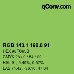 カラーコード: RGB 143.1 198.8 91 | qconv.com