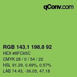 カラーコード: RGB 143.1 198.8 92 | qconv.com