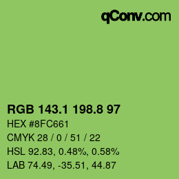 カラーコード: RGB 143.1 198.8 97 | qconv.com