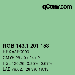 カラーコード: RGB 143.1 201 153 | qconv.com