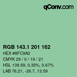 カラーコード: RGB 143.1 201 162 | qconv.com