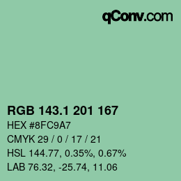 カラーコード: RGB 143.1 201 167 | qconv.com