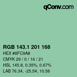 カラーコード: RGB 143.1 201 168 | qconv.com