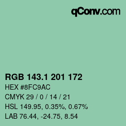 カラーコード: RGB 143.1 201 172 | qconv.com