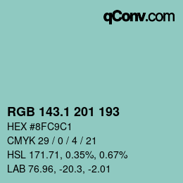 カラーコード: RGB 143.1 201 193 | qconv.com