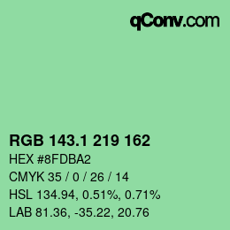 カラーコード: RGB 143.1 219 162 | qconv.com