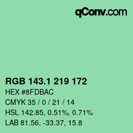カラーコード: RGB 143.1 219 172 | qconv.com