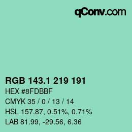 カラーコード: RGB 143.1 219 191 | qconv.com