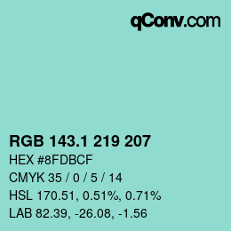 カラーコード: RGB 143.1 219 207 | qconv.com