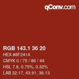 カラーコード: RGB 143.1 36 20 | qconv.com
