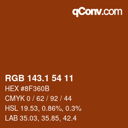 カラーコード: RGB 143.1 54 11 | qconv.com