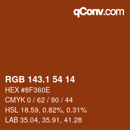 カラーコード: RGB 143.1 54 14 | qconv.com