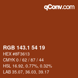 カラーコード: RGB 143.1 54 19 | qconv.com