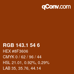 カラーコード: RGB 143.1 54 6 | qconv.com