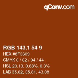 カラーコード: RGB 143.1 54 9 | qconv.com