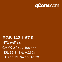 カラーコード: RGB 143.1 57 0 | qconv.com