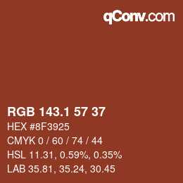 カラーコード: RGB 143.1 57 37 | qconv.com