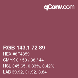 カラーコード: RGB 143.1 72 89 | qconv.com