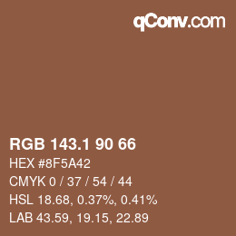 カラーコード: RGB 143.1 90 66 | qconv.com