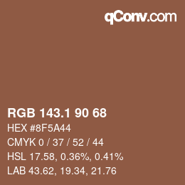 カラーコード: RGB 143.1 90 68 | qconv.com