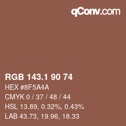 カラーコード: RGB 143.1 90 74 | qconv.com