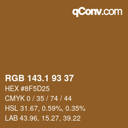 カラーコード: RGB 143.1 93 37 | qconv.com