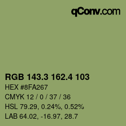 カラーコード: RGB 143.3 162.4 103 | qconv.com
