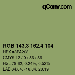 カラーコード: RGB 143.3 162.4 104 | qconv.com