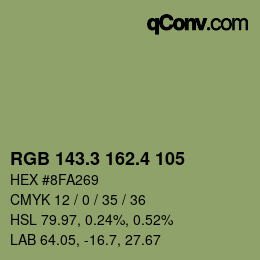 カラーコード: RGB 143.3 162.4 105 | qconv.com