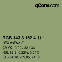 カラーコード: RGB 143.3 162.4 111 | qconv.com