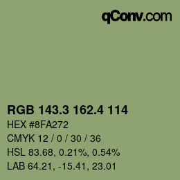 カラーコード: RGB 143.3 162.4 114 | qconv.com