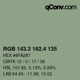カラーコード: RGB 143.3 162.4 135 | qconv.com