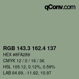カラーコード: RGB 143.3 162.4 137 | qconv.com