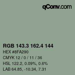 カラーコード: RGB 143.3 162.4 144 | qconv.com