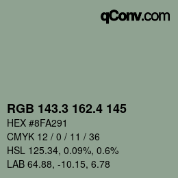 カラーコード: RGB 143.3 162.4 145 | qconv.com