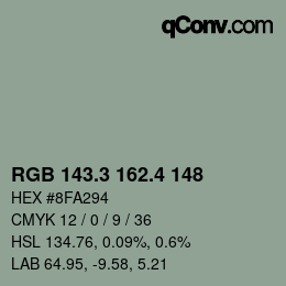 カラーコード: RGB 143.3 162.4 148 | qconv.com