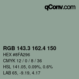 カラーコード: RGB 143.3 162.4 150 | qconv.com